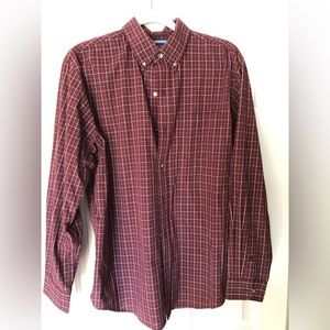 Medium cotton burgundy plaid lightweight cotton shirt